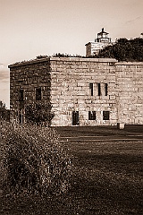 Clarks Point Light on Fort Taber - Sepia Tone